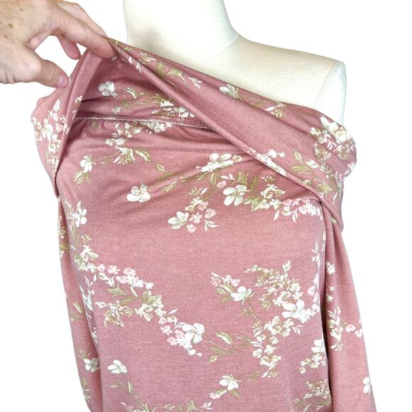 NWT Lauren Conrad Floral Off-The-Shoulder Lightweight Sweatshirt Dusty Rose M - Picture 4 of 14